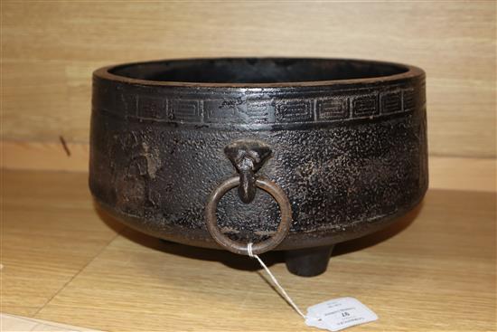 A Chinese cast iron tripod censer diameter 31cm